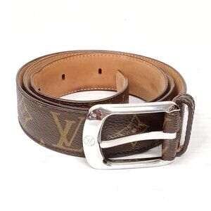 Authentic Louis Vuitton Silver Brown Monogram Belt Unisex lux228-092225